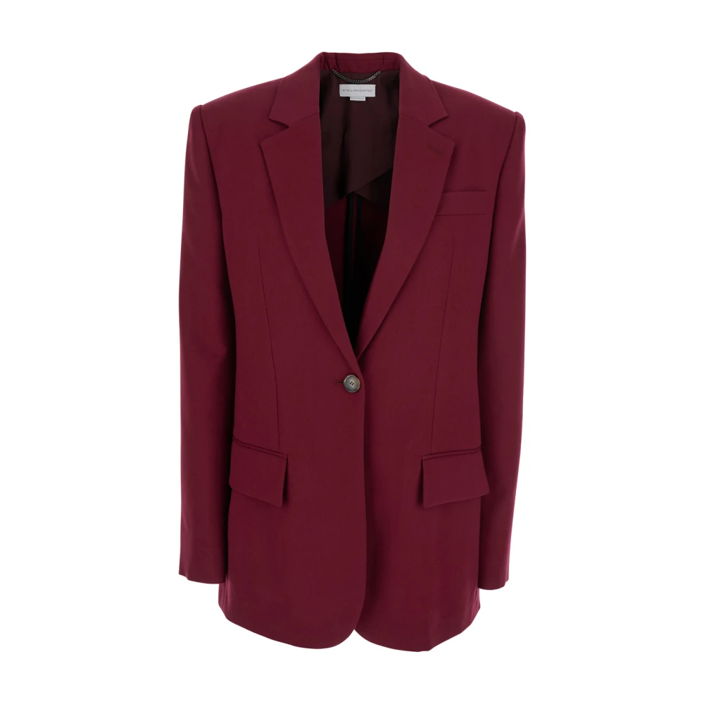 Stella Mccartney Vrouw Rood Jassen Dames, S, Katoen, Single-Breasted Jas Met Gekerfde Revers