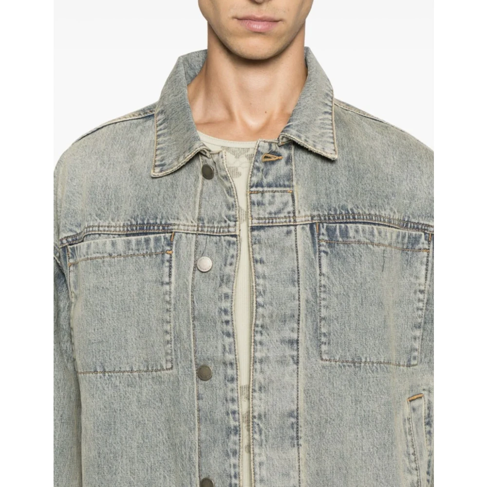 Entire Studios Grijze Denim Jack Surface Wave Blue Heren