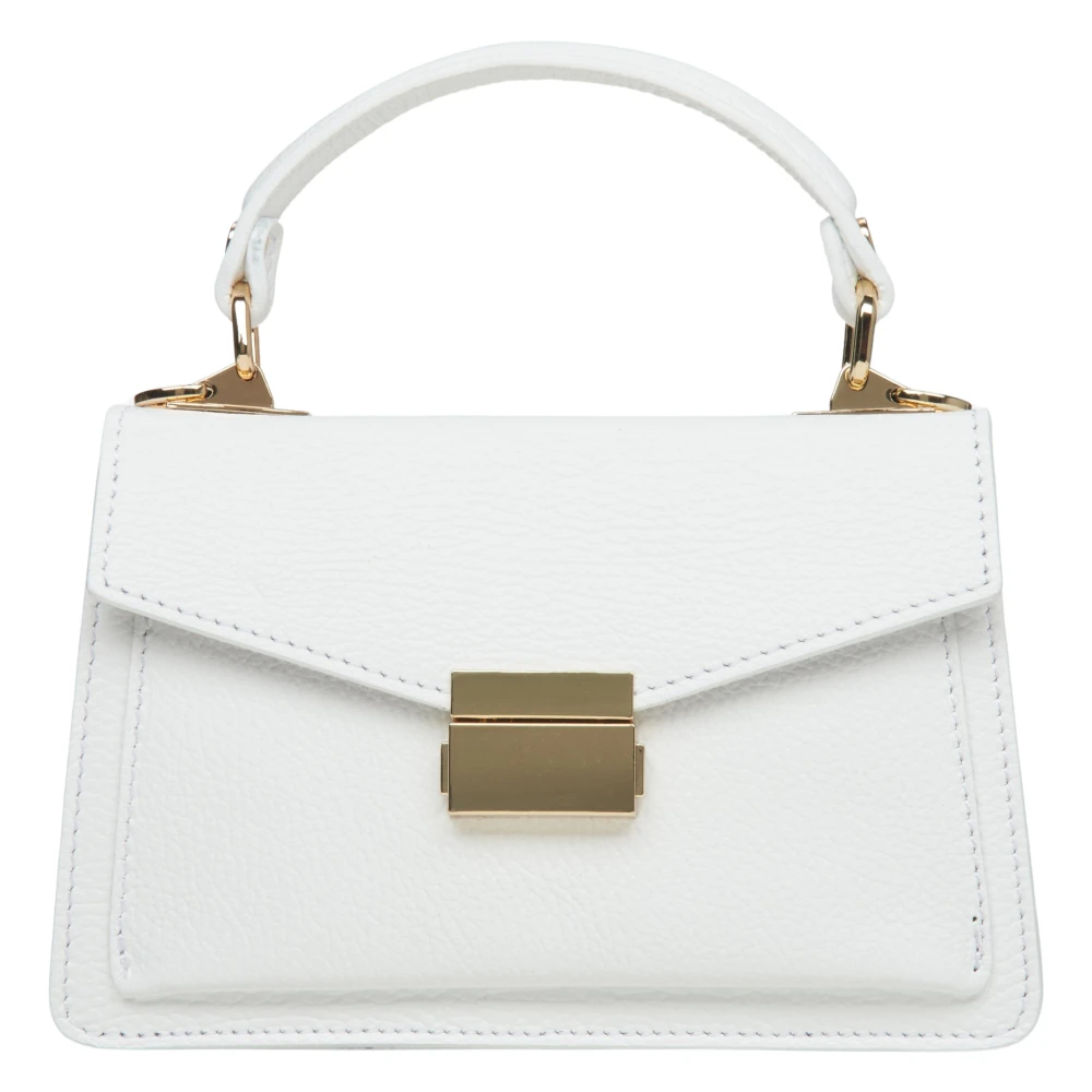 Estro Dames Kleine Witte Satchel Handtas gemaakt van Premium Italiaans Echt Leer Er00115564 White Dames