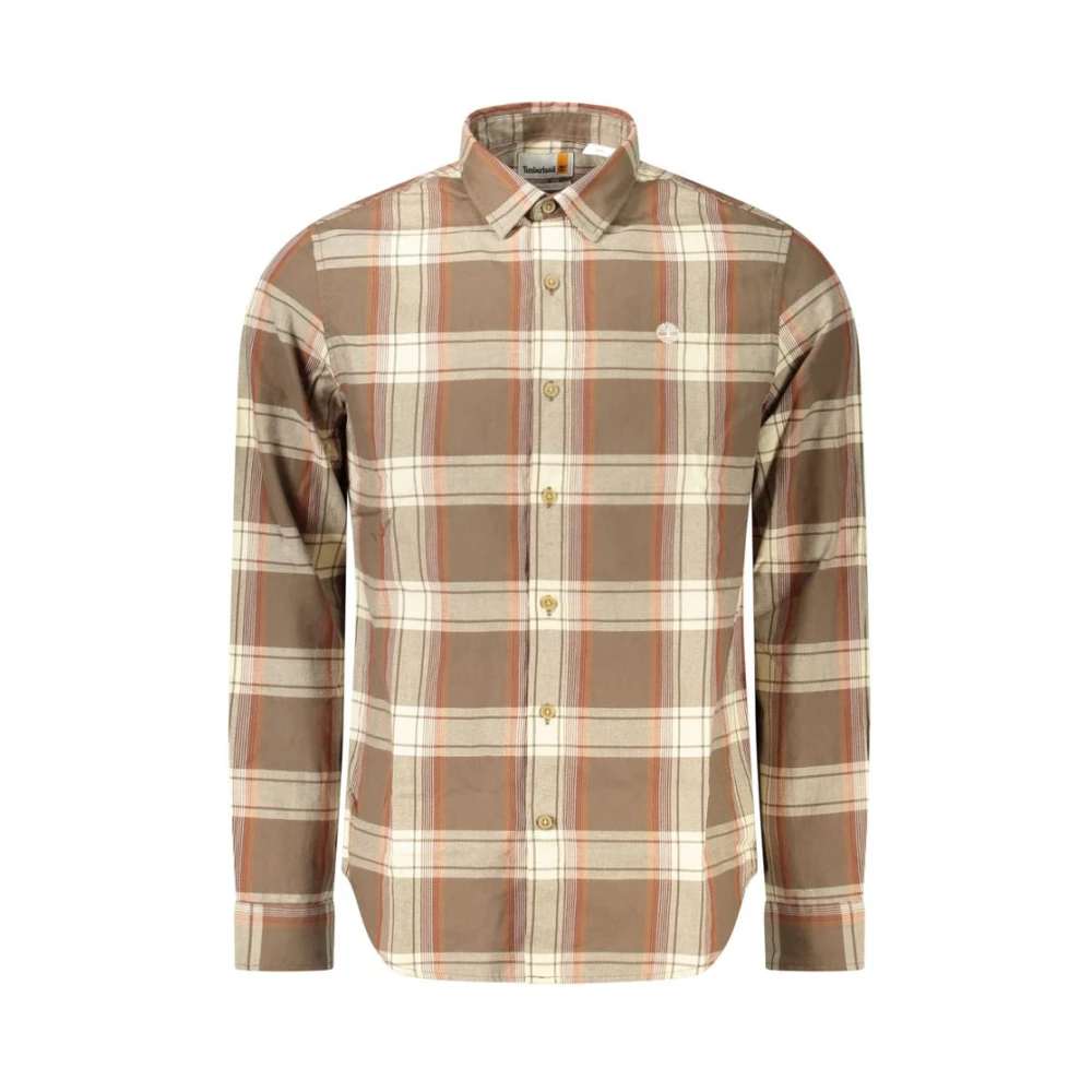 Timberland Men's Brown Casual Shirts, S, Long-Sleeved Tartan Shirt
