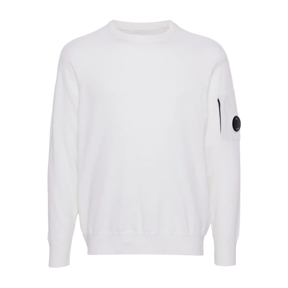 C.p. Company Merino Wool Crew Neck Knitwear Jumper - Male - Round-Neck Knitwear - White - M - Knitwear