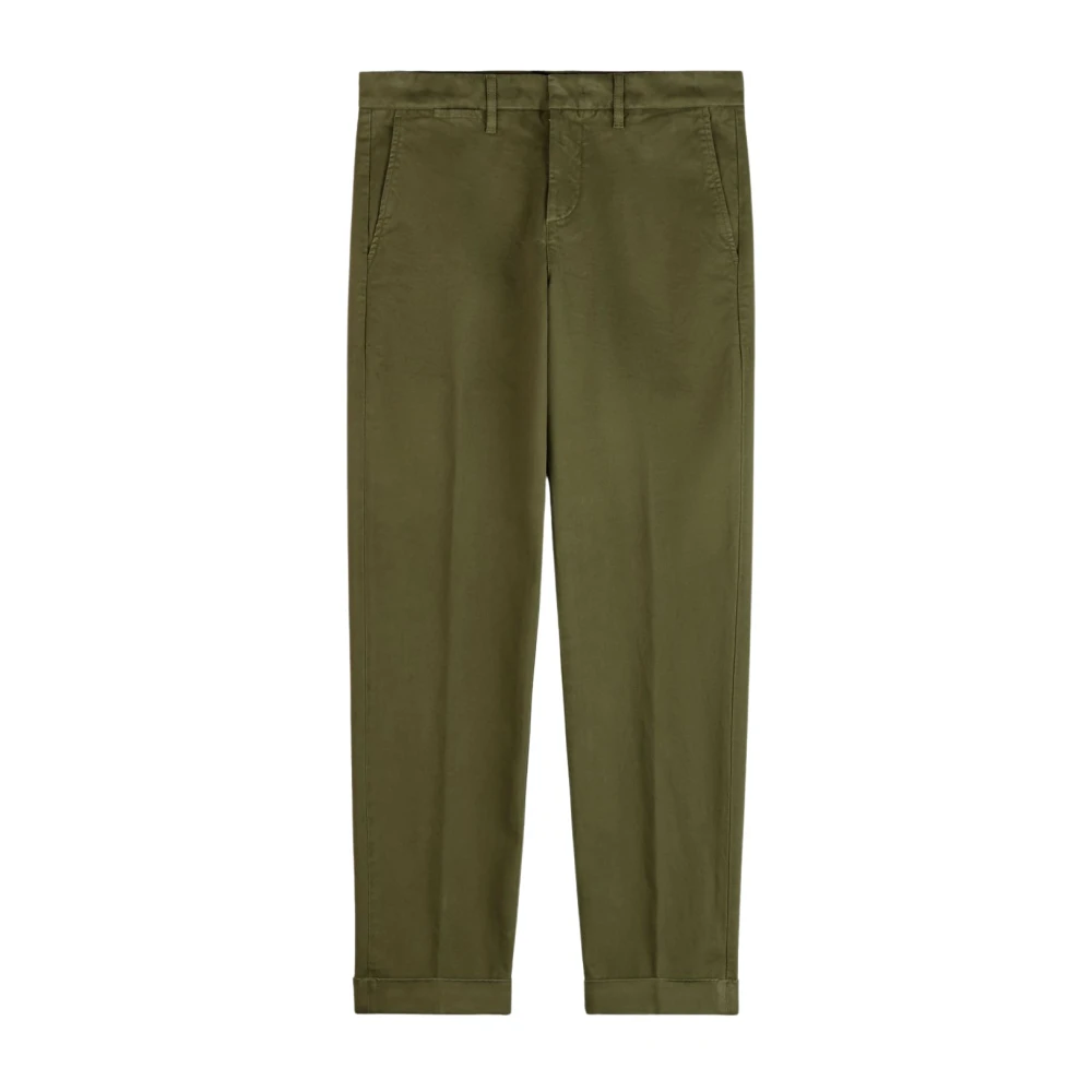 Fay Slim Gabardine Broek Green Heren
