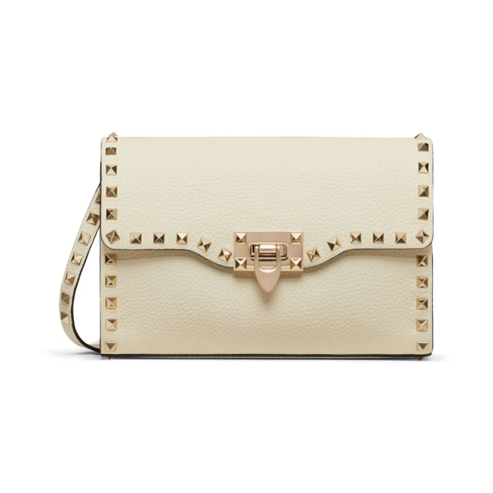 Valentino Garavani Rockstud Leren Schoudertas Beige Dames