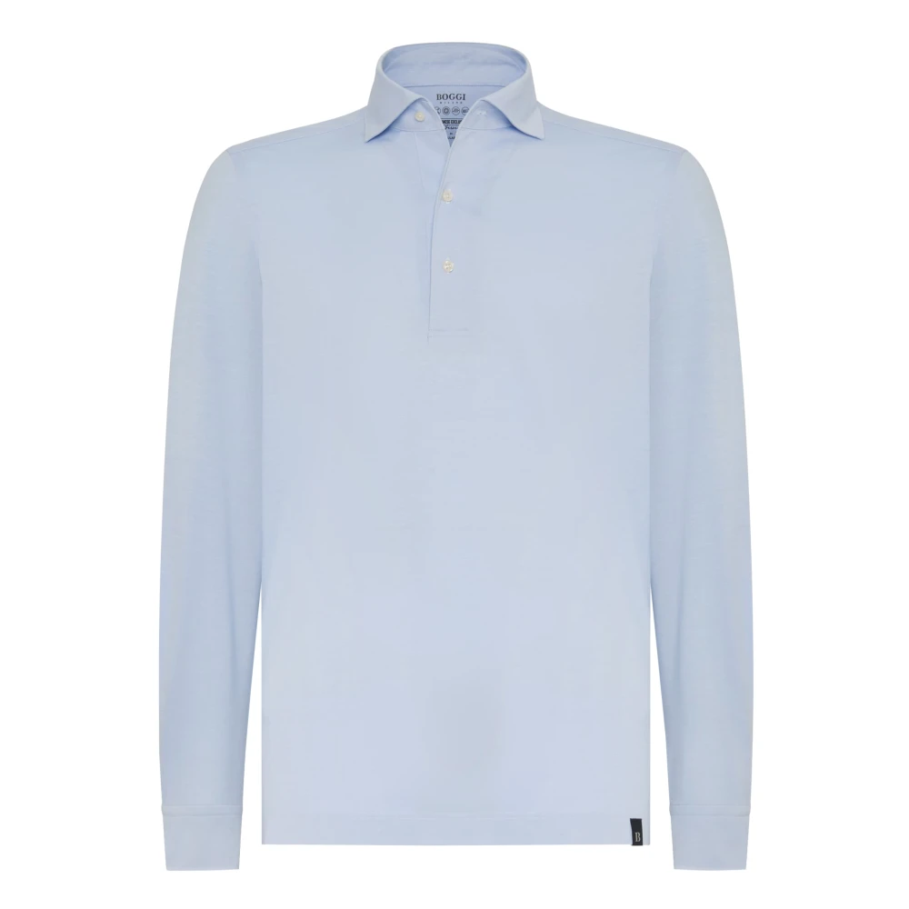 Boggi Milano Herren Blue,White Japanisches Jersey-Poloshirt,Japanisches Jersey-Polohemd