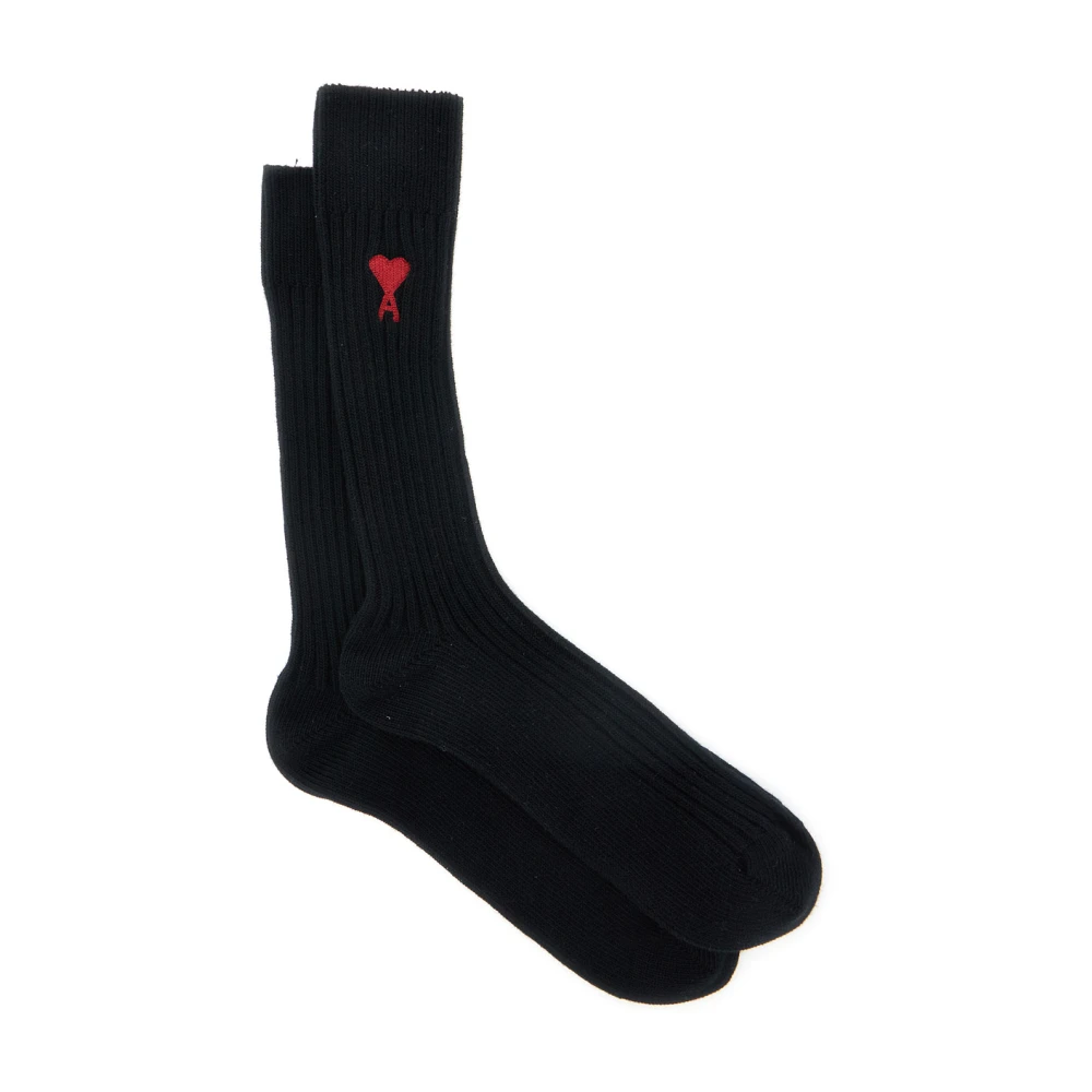 Ami Paris Zwarte Katoenmix Sokken Pak Black Heren