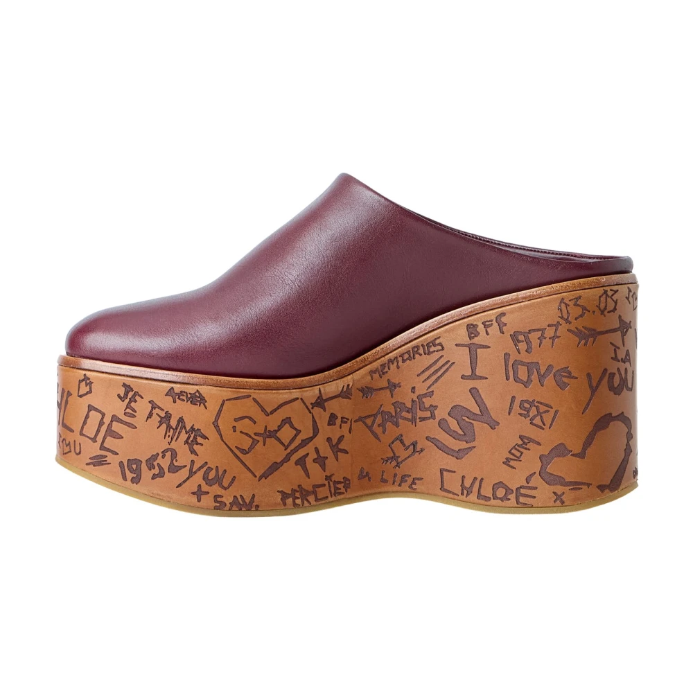Chloé Red Maxime Wedge Mules - Female - Wedges - 6 Uk - Shoes