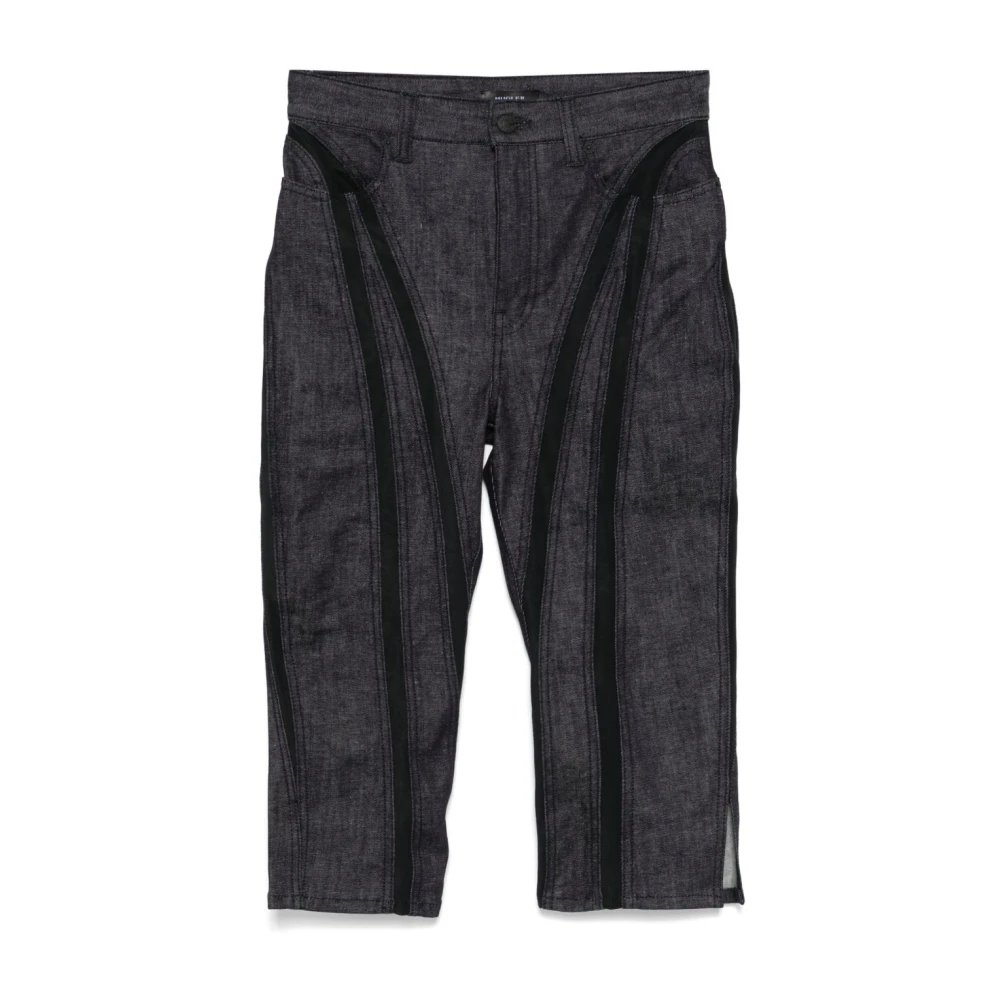 Mugler Zwarte Voorknop Rits Jeans met riemlussen Black Dames