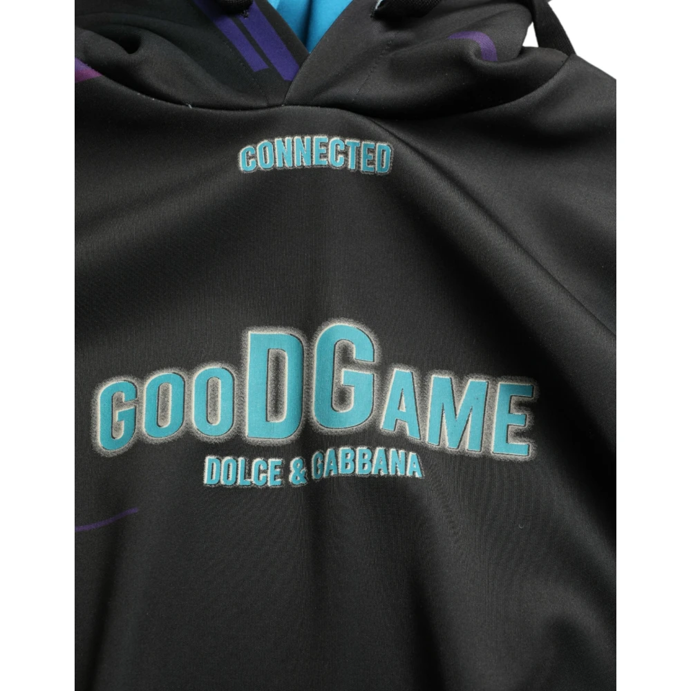 Dolce & Gabbana Elegante Grafische Hoodie Black Heren