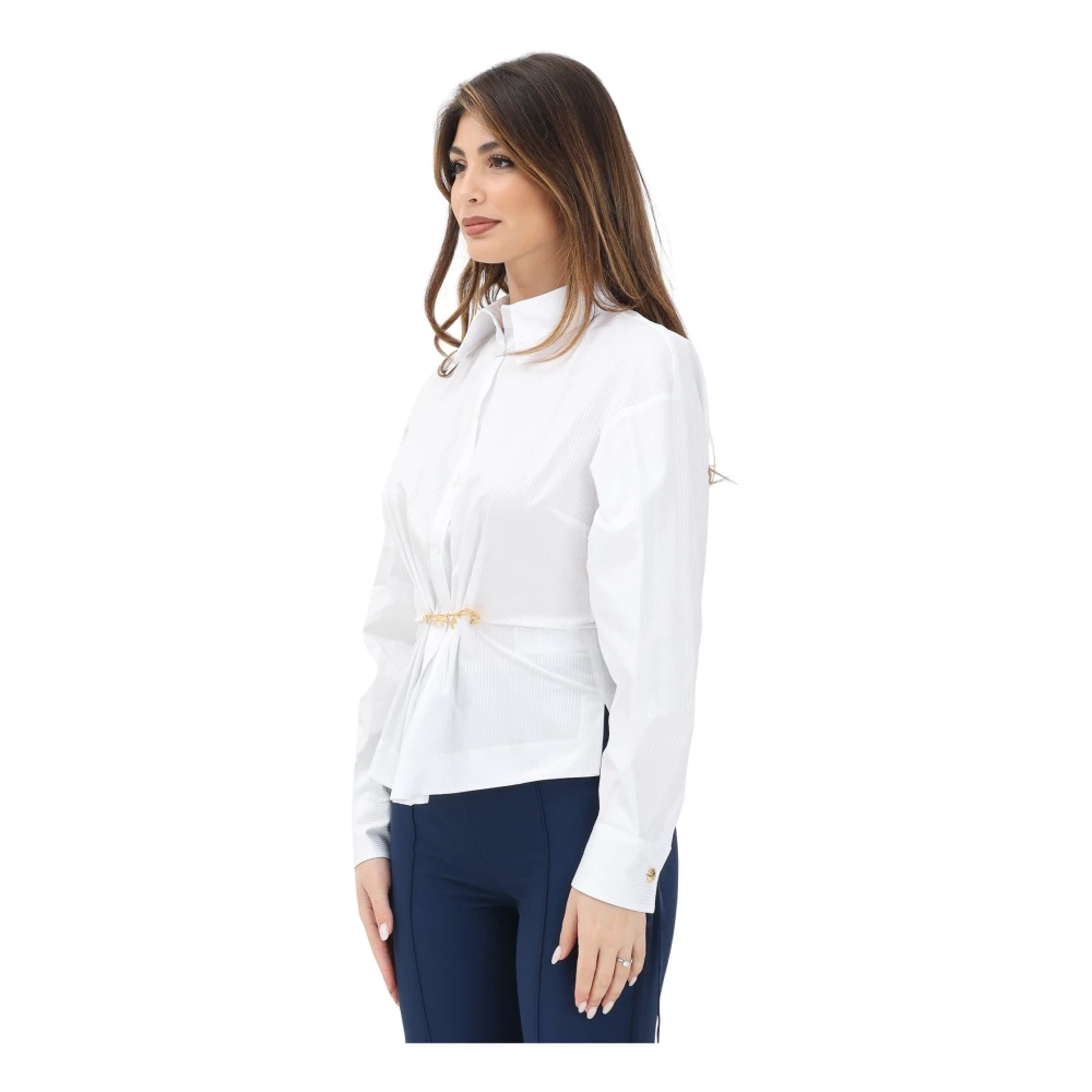 Elisabetta Franchi Wit Gestreept Overhemd met Lange Mouwen White Dames