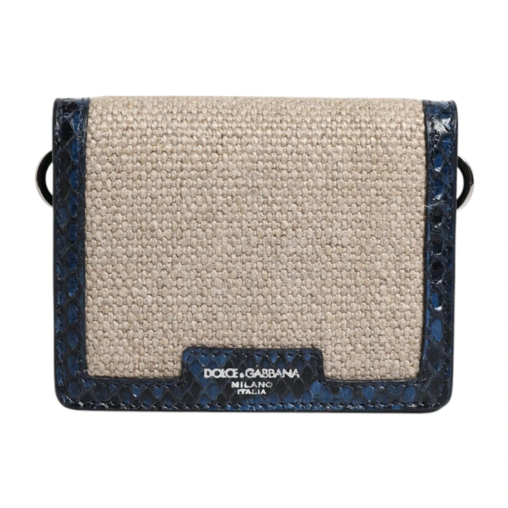 Dolce & Gabbana Beige Blauw Leren Canvas Crossbody Tas Beige Dames