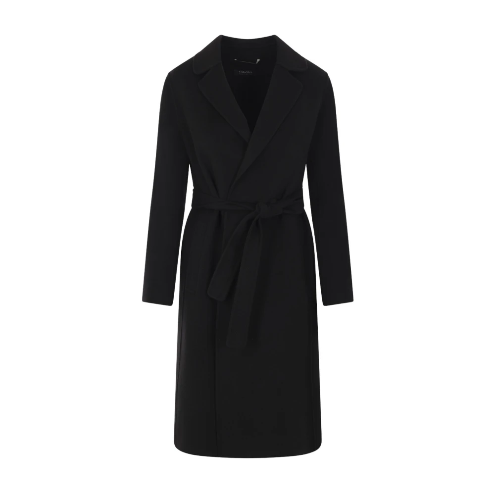 Max Mara Zwarte wollen overjas met klassieke revers Black Dames