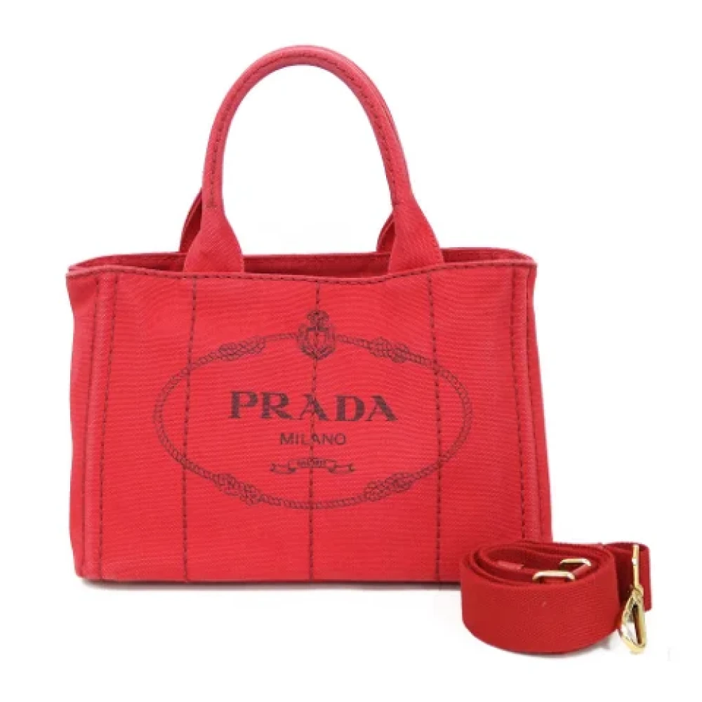 Prada Vintage Pre-owned Canvas prada-bags Red Dames