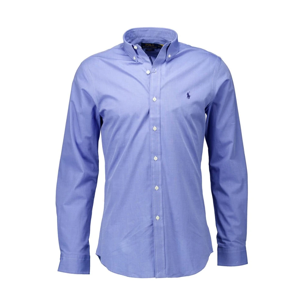Ralph Lauren Tijdloos Blauw Slim Fit Poplin Stretch Overhemd met Klassieke Kraag Blue Heren