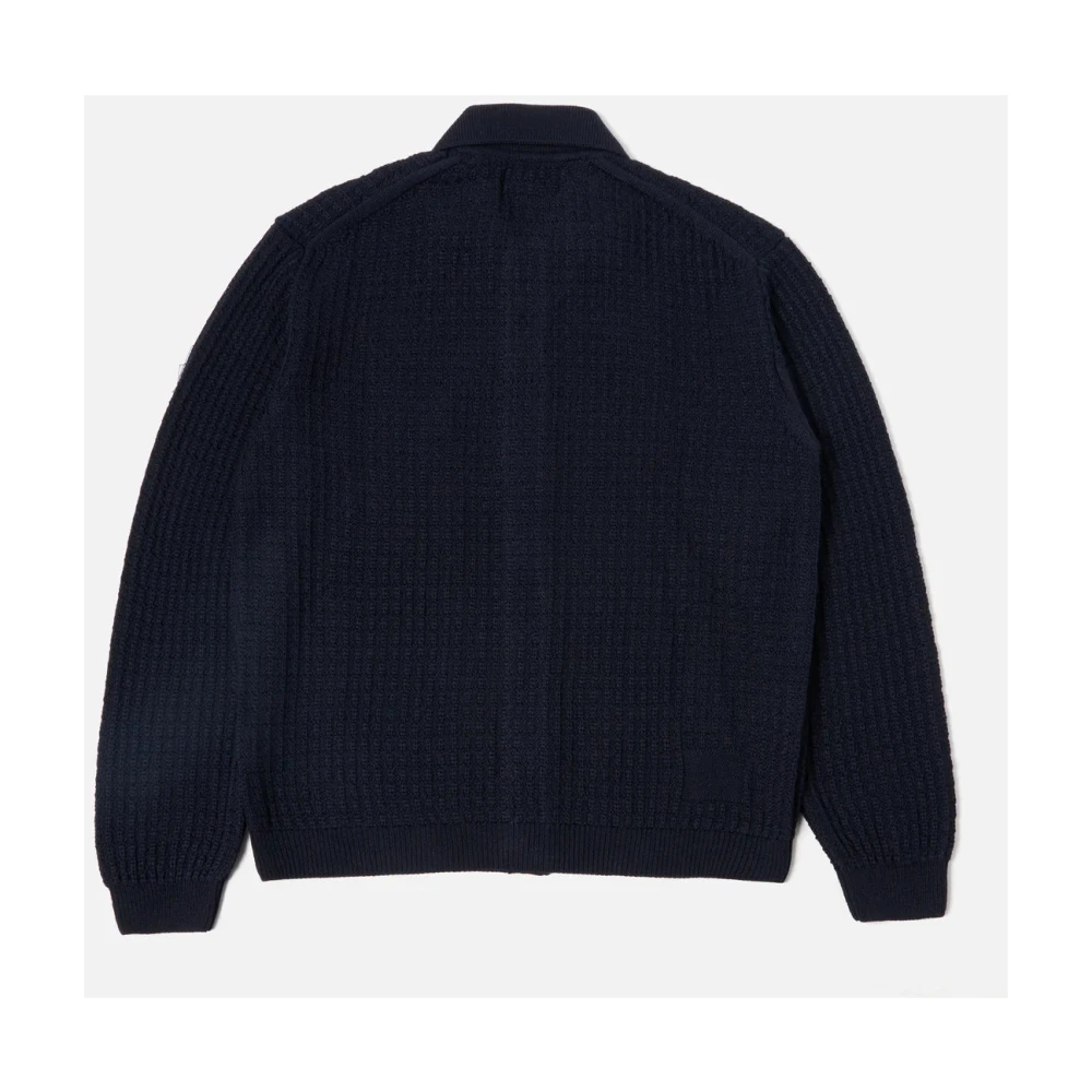 Universal Works Navy Merino Gebreid Jack Blue Heren