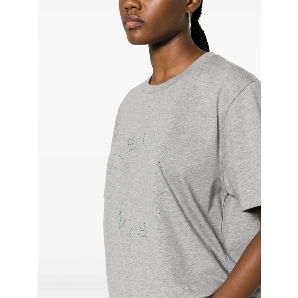 Stella Mccartney Grijze Rhinestone Logo T-Shirt Gray Dames