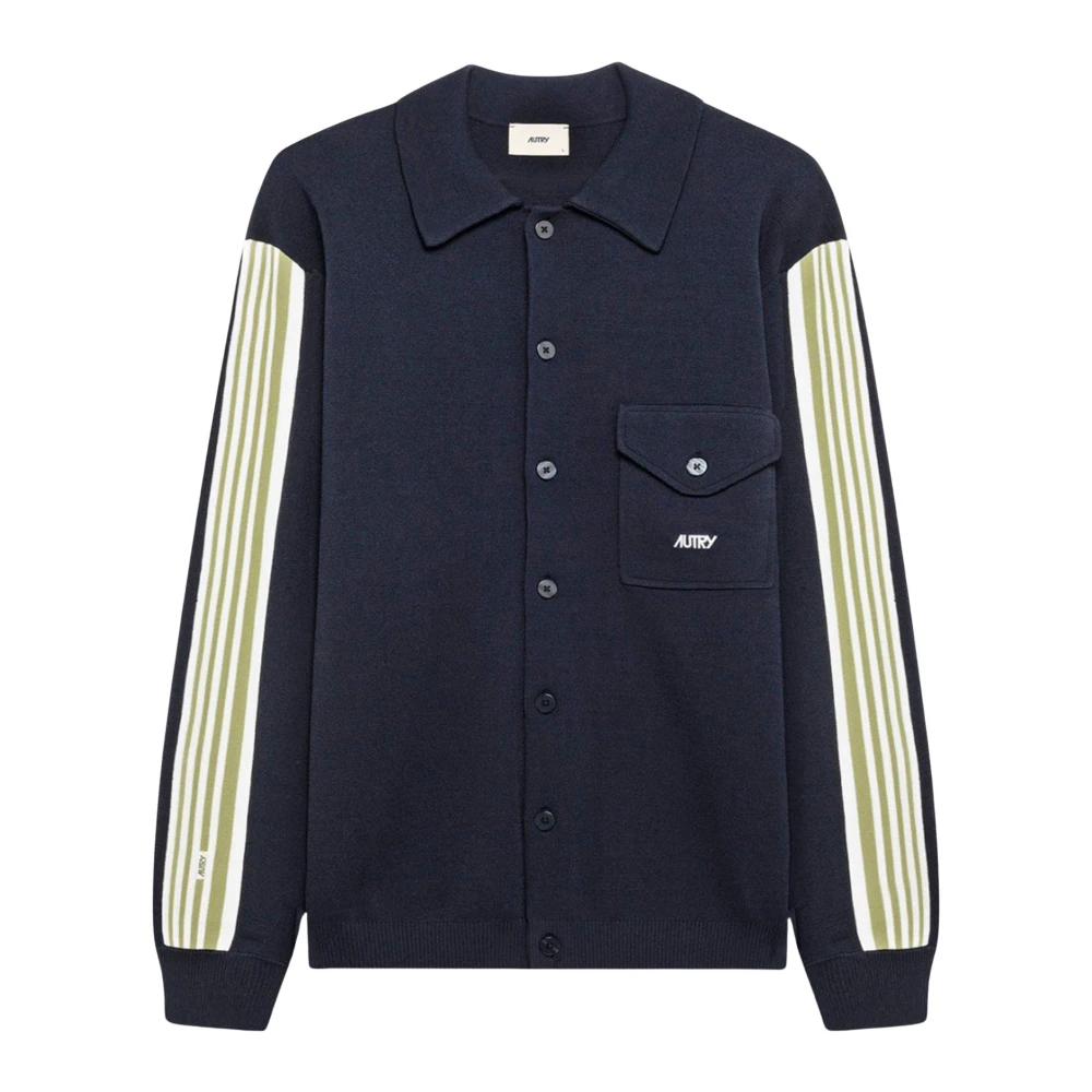 Autry Men's Blue Viscose Blend Jacket With Logo