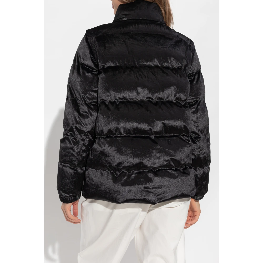 Emporio Armani EA7 Gewatteerde jas met afneembare mouwen Black Dames