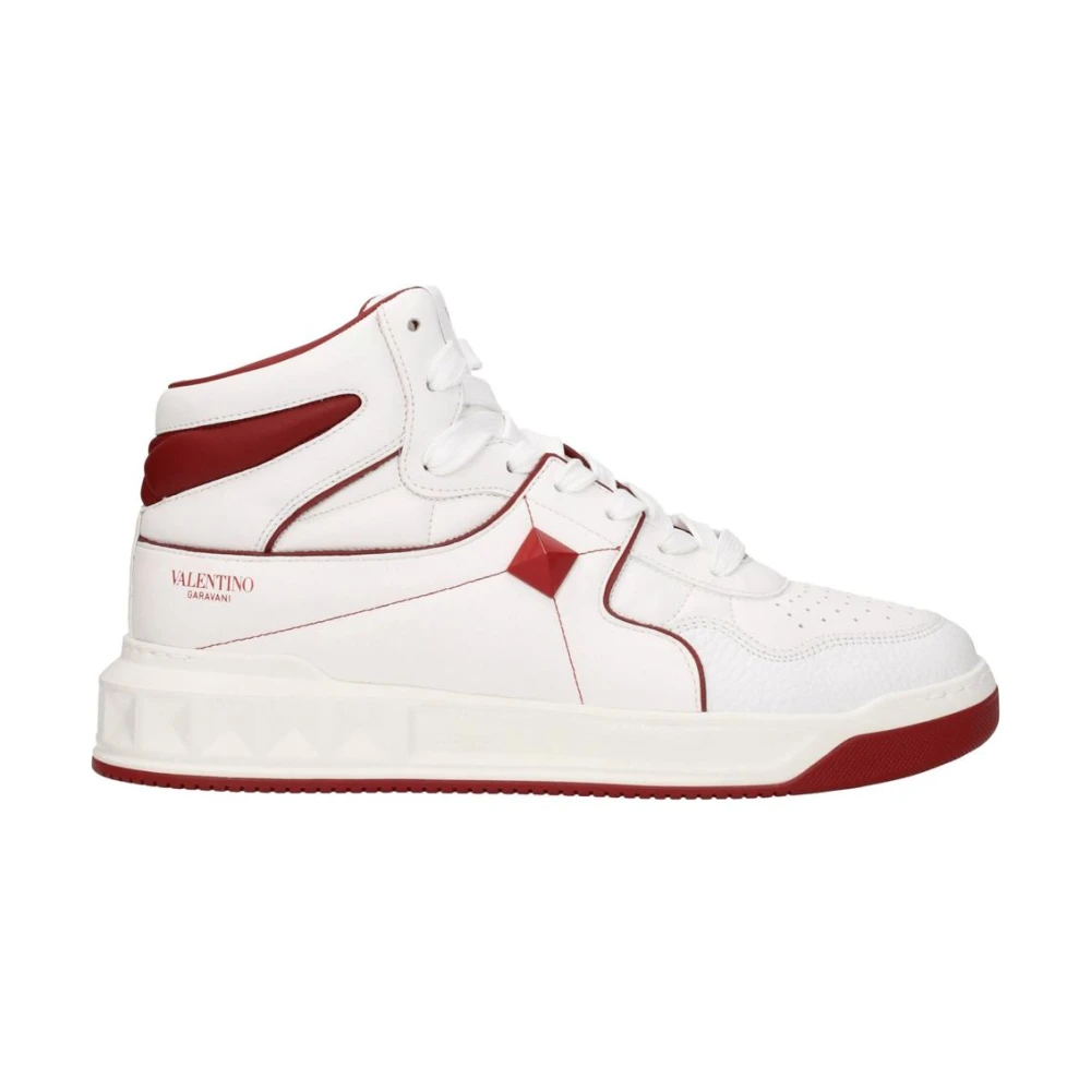 Valentino Garavani Men's White Studded Logo Leather Trainers - Sneakers - 8 1/2 Uk- Shoes