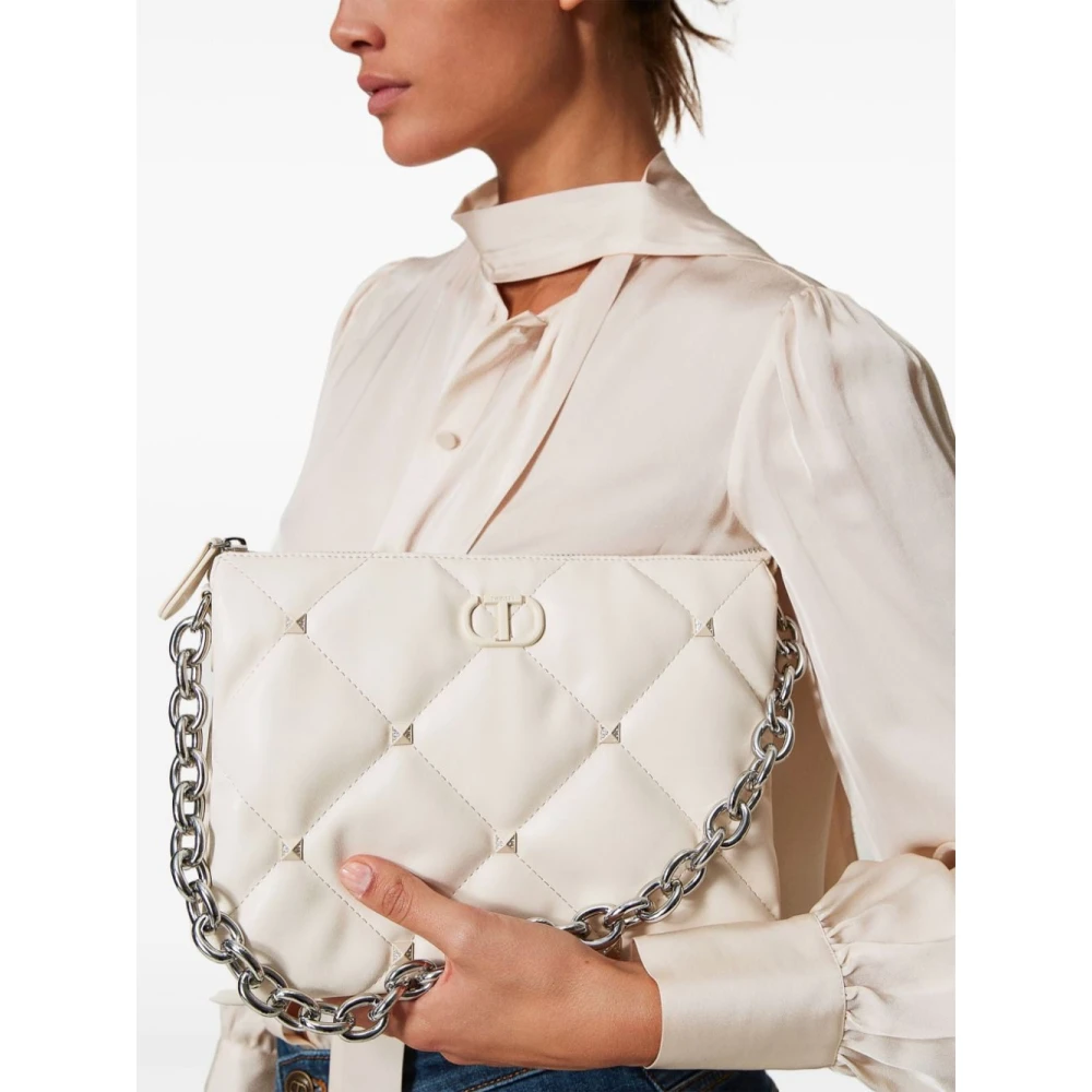 Twinset Gewatteerde witte tassen met studversiering White Dames