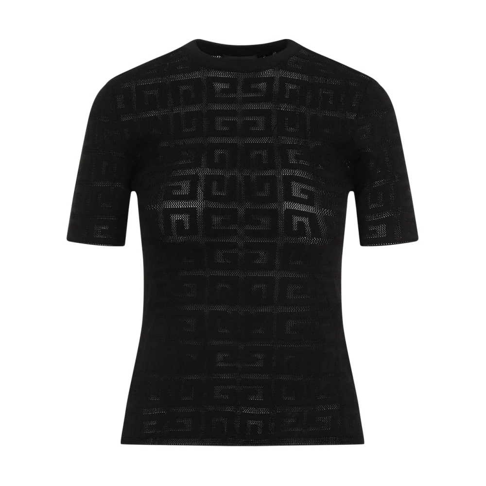 Givenchy Zwart Jacquard Crewneck Sweater Black Dames