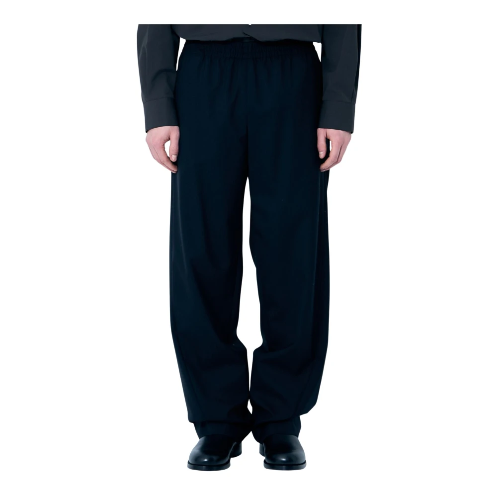 The Row Wollen Weefbroek Mid Rise Black Heren