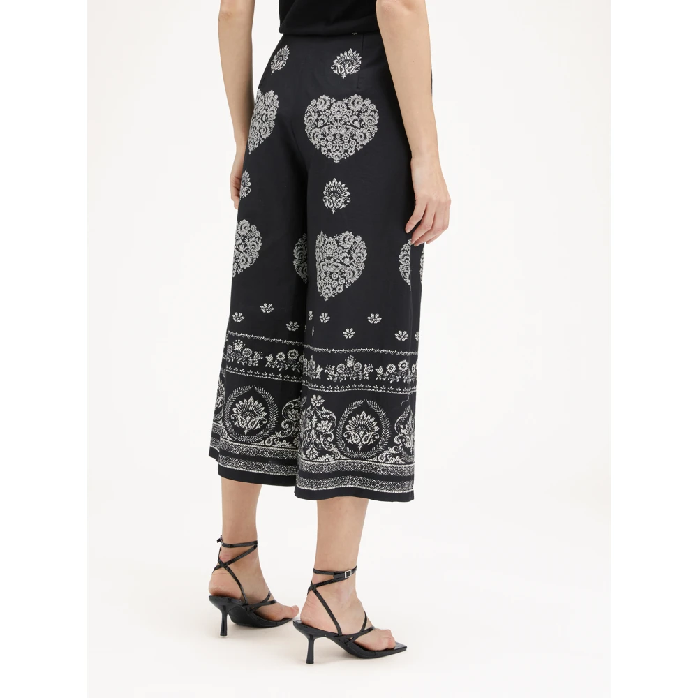 Motivi Ethno-patroon Cropped katoenen broek Black Dames