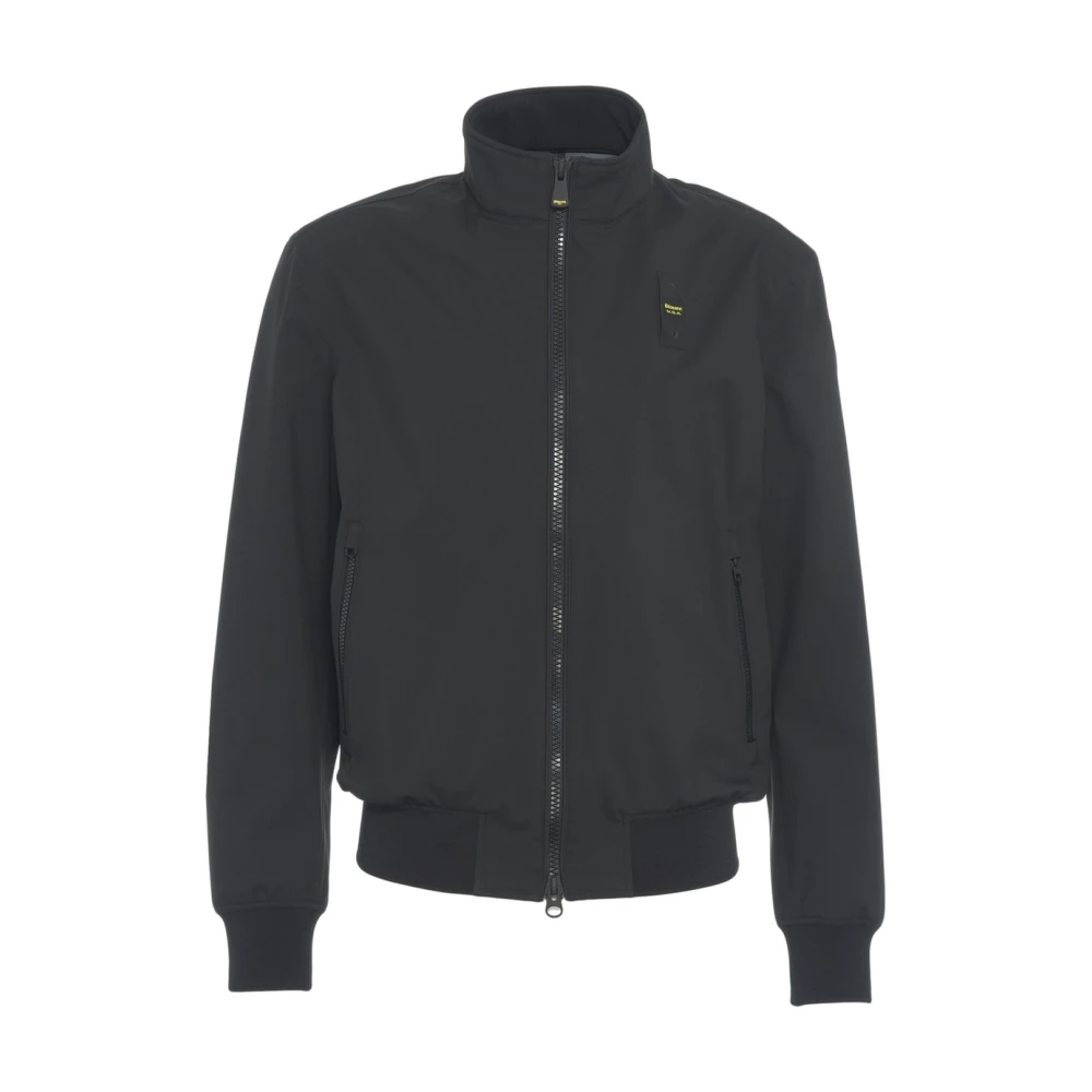 Blauer Zwarte Bomberjack met Batik Print Black Heren