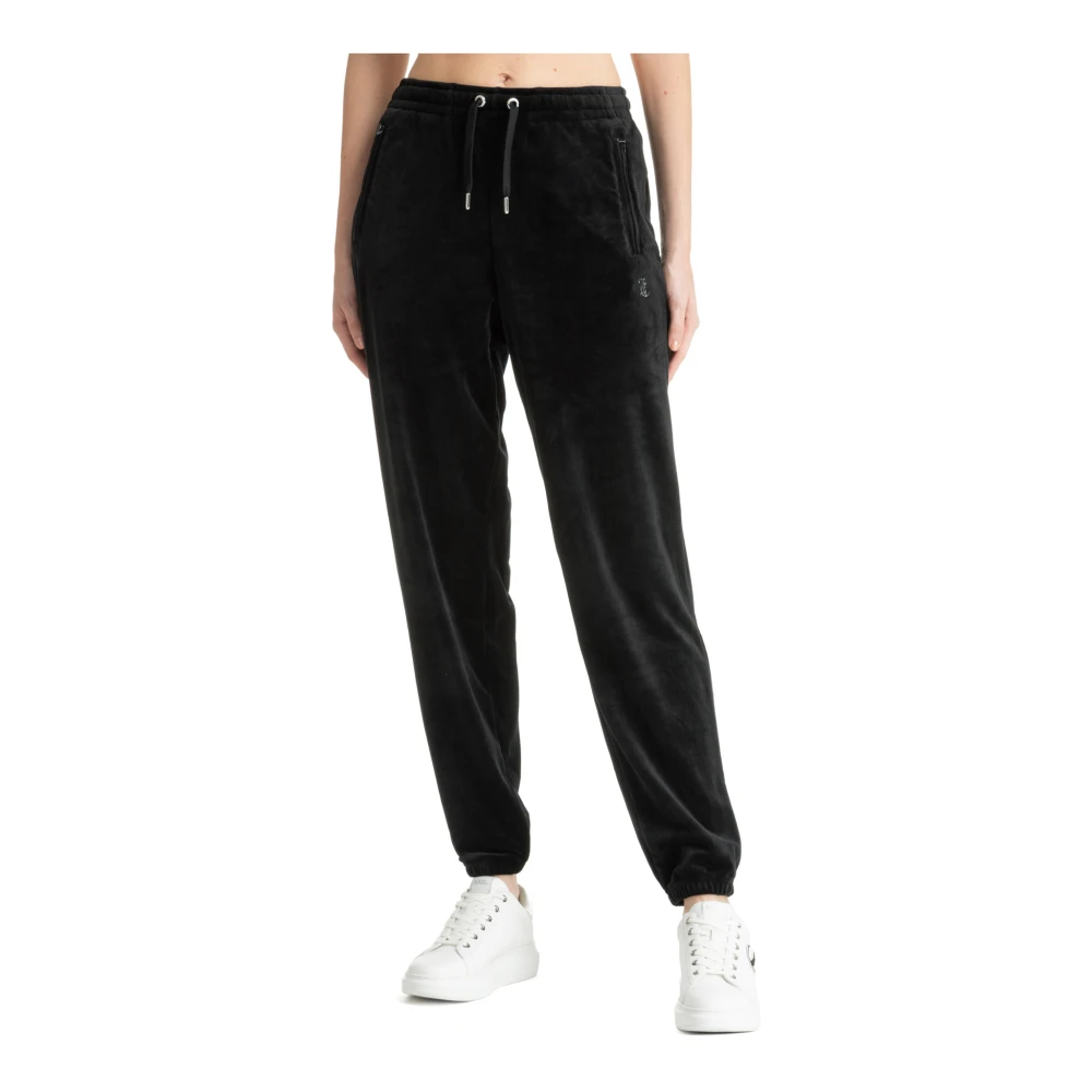 Juicy Couture Middelhoge taille Trekkoord Sweatpants met Swarovski Black Dames