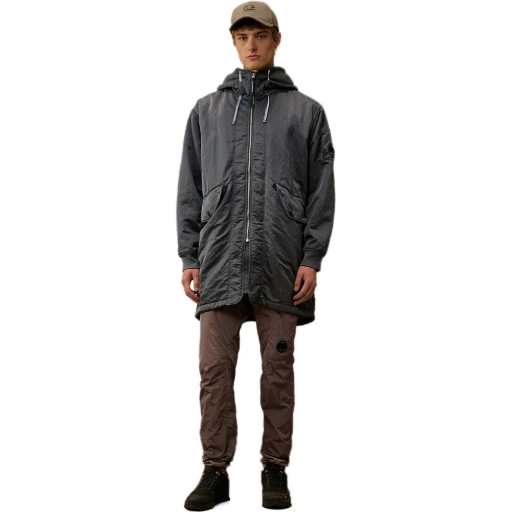 C.P. Company Zwarte Zand Nylon Parka met Lens Black Heren