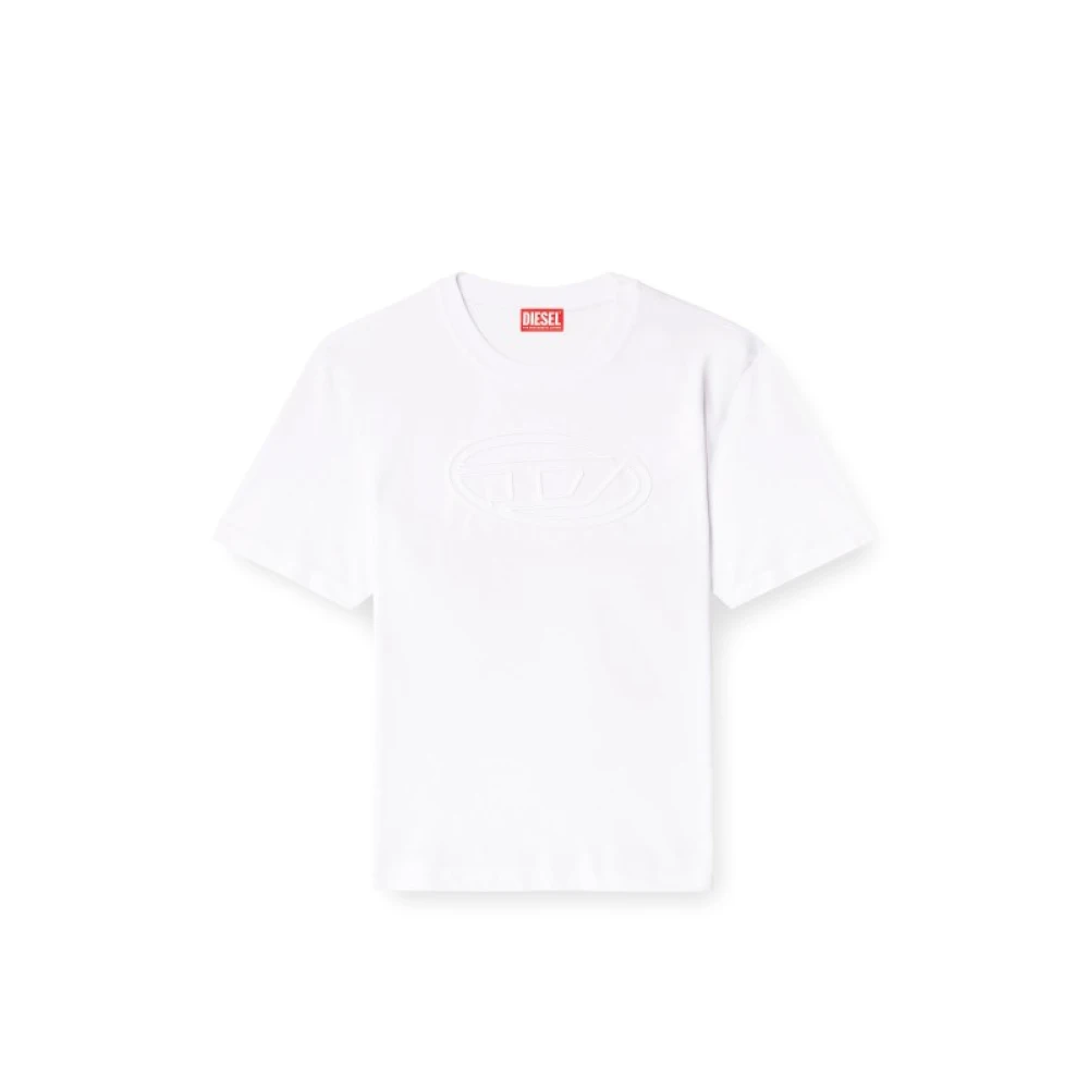 Diesel Logo Print Rund Hals Bomull T-shirt White, Herr