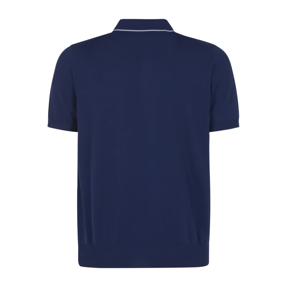 Canali Polo Shirts Blue Heren
