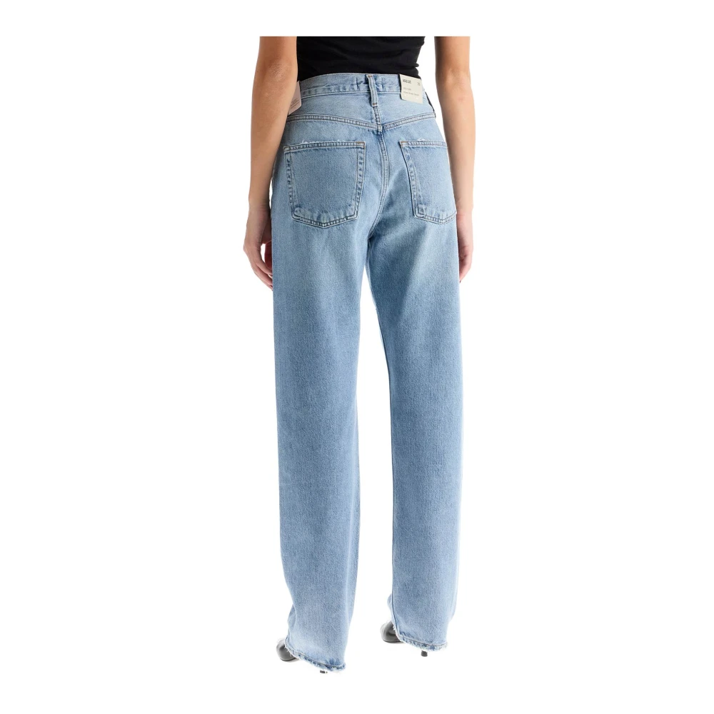 Agolde Versleten hoge taille relaxte rechte jeans Blue Dames