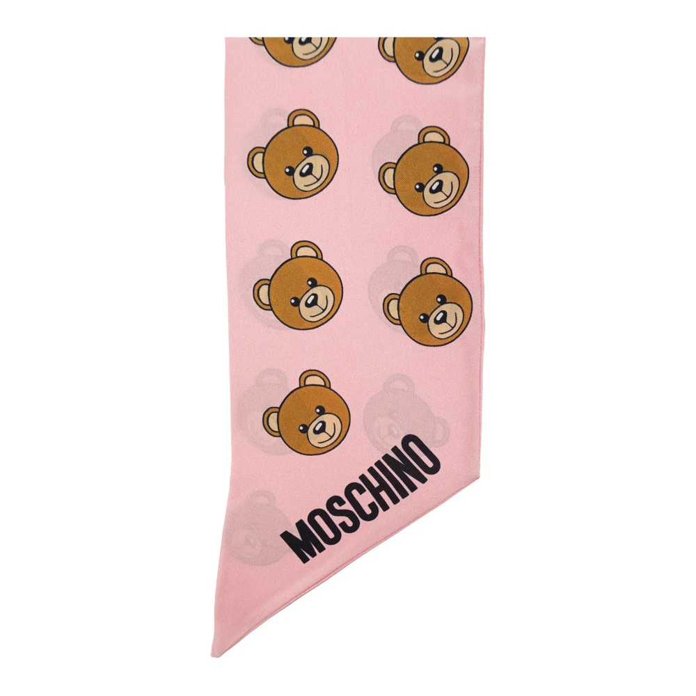 Moschino Zijden sjaal met logo Pink Unisex