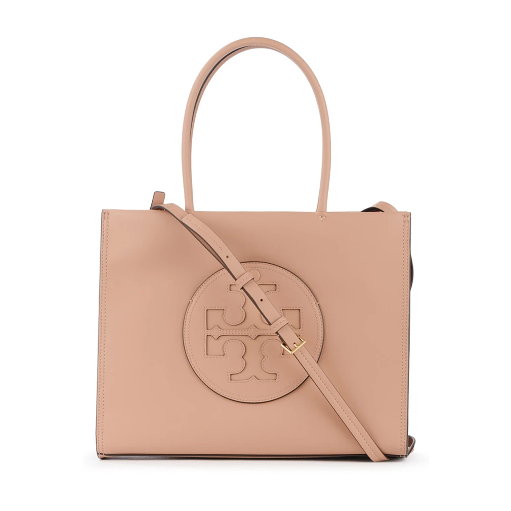 TORY BURCH Ella Small Vegan Leren Tote Beige Dames