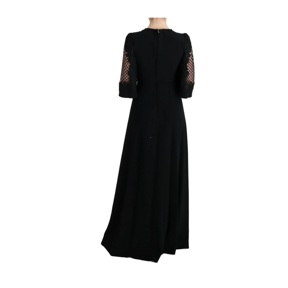 Dolce & Gabbana Zwart Bloemen Maxi Jurk Black Dames