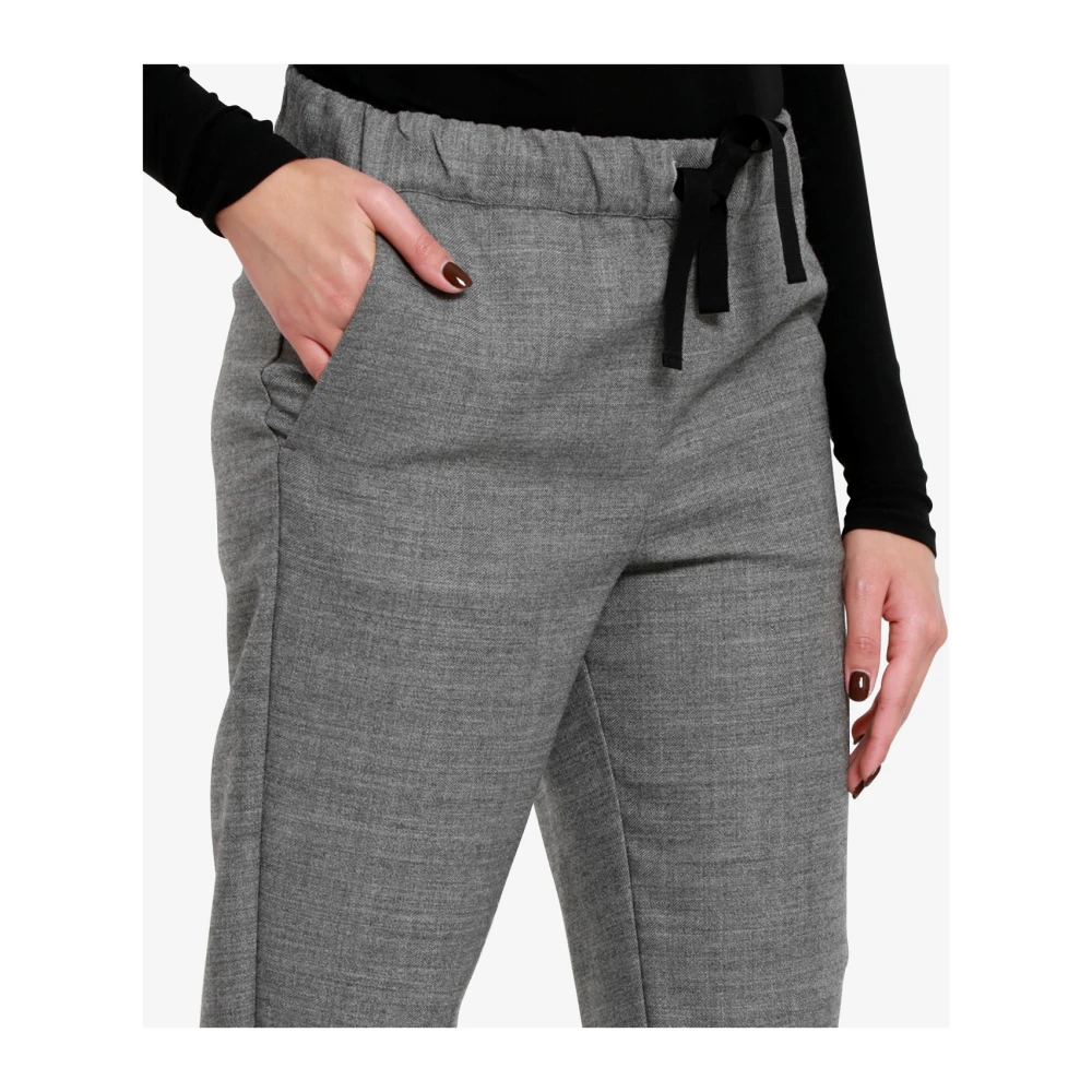 Semicouture Grijze Wollen Blend Enkellange Broek Gray Dames