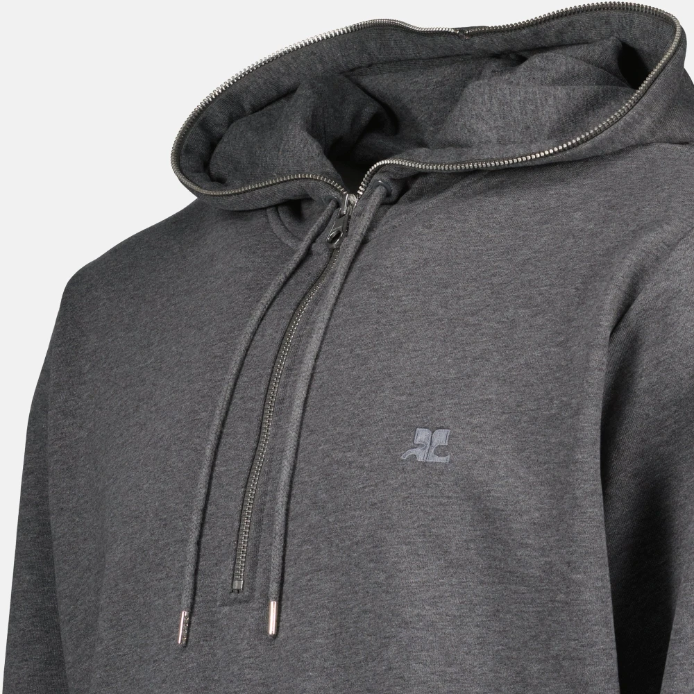 Courrèges Ritssluiting Hoodie Herfst-Winter 2024 Mannen Collectie Gray Heren