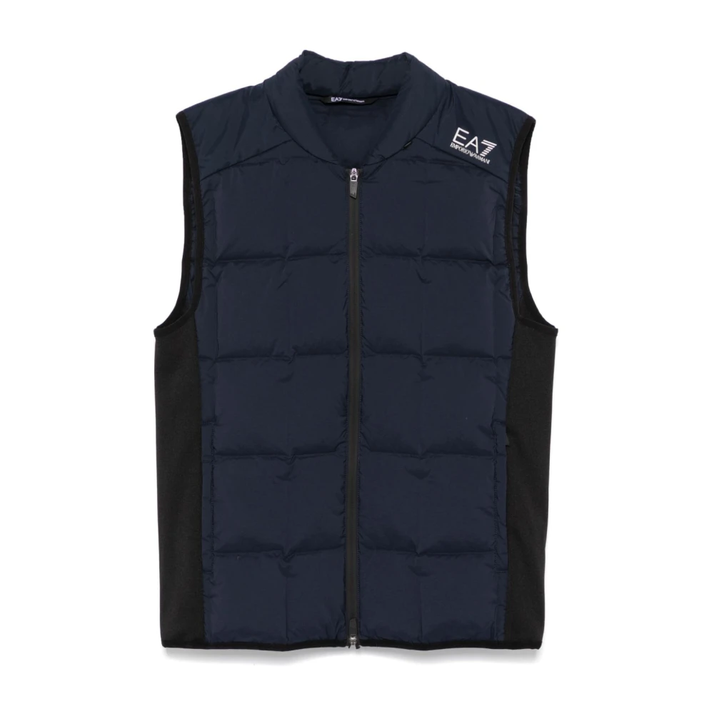 Emporio Armani EA7 Blauwe Gewatteerde Mouwloze Jas Blue Heren