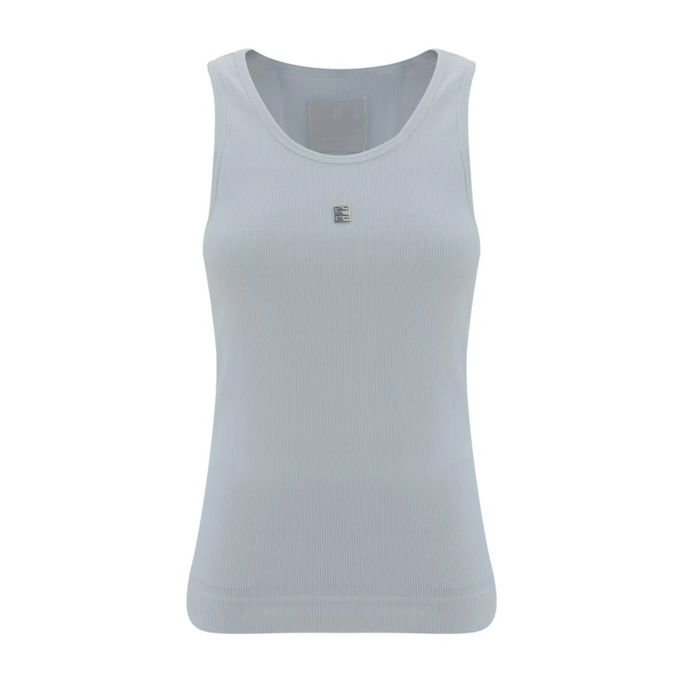 Givenchy Geribbelde katoenen tanktop met reliëflogo White Dames