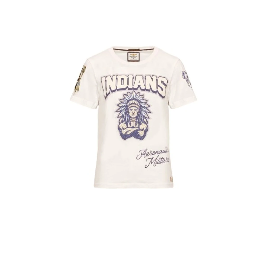 Aeronautica Militare Vrouw Wit Tops Dames, L, Katoen, T-Shirt