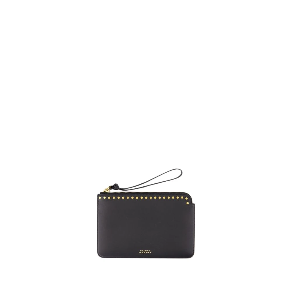 Isabel marant Zwarte leren platte tas met riem Black Dames