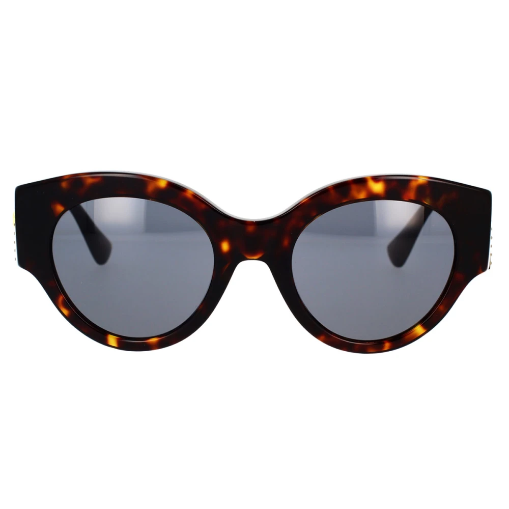 Versace Unisex Brown Sunglasses, 52 Mm, Round Sunglasses With Dark Grey Lens And Dark Havana Frame