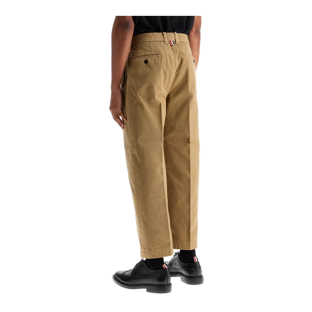 Thom Browne Chino Broek met Tricolor Lint Beige Heren