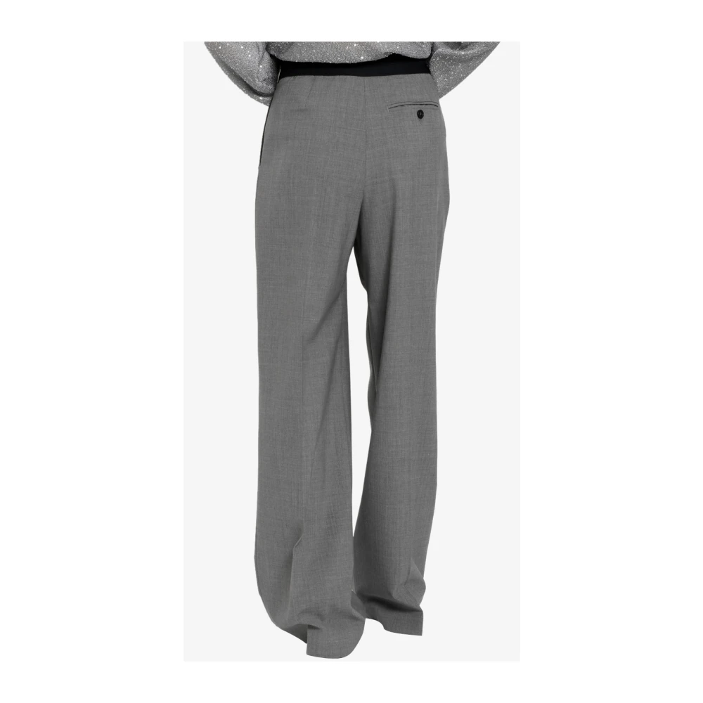Msgm Grijze Wollen Wijde Pijp Broek Gray Dames