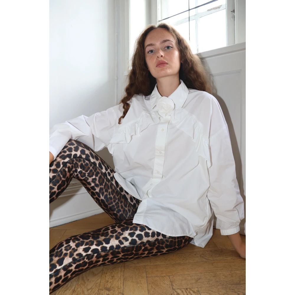Cras Bloemen Oversized Shirt met Ruchedetails White Dames