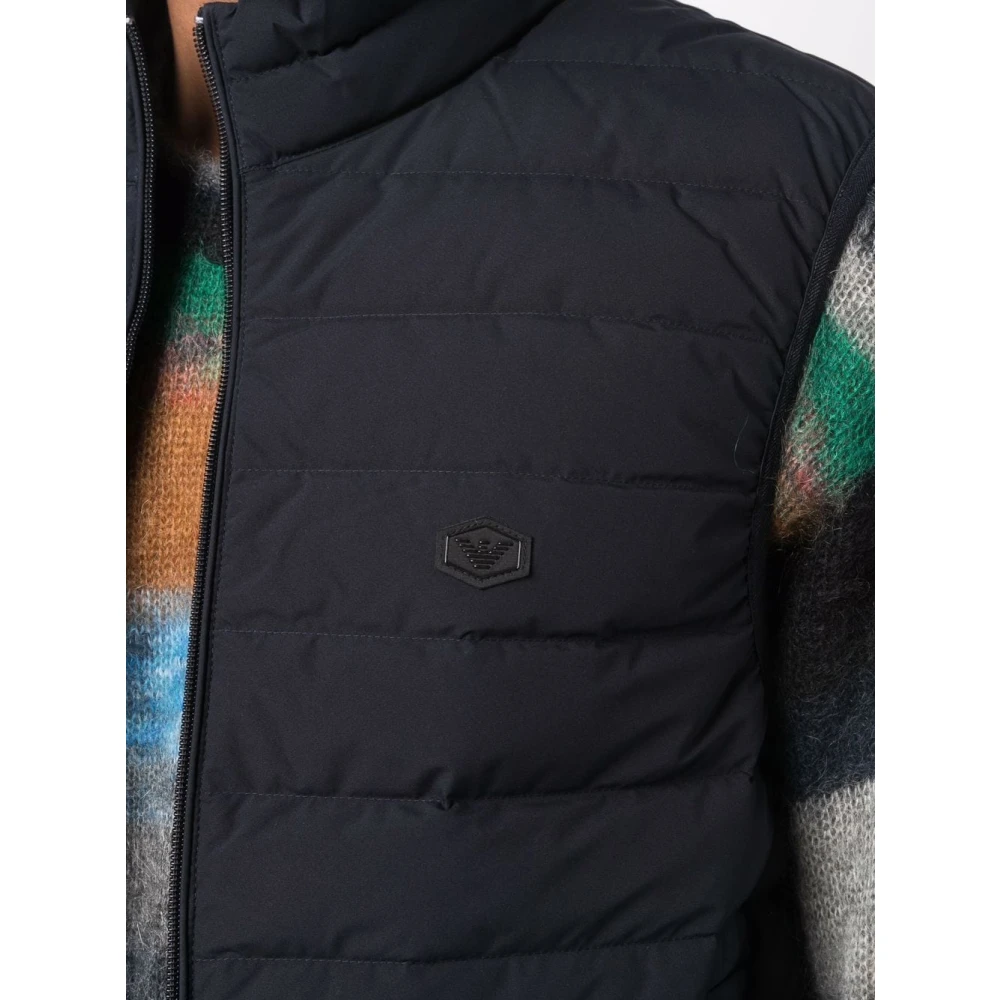 Emporio Armani Blauwe Gewatteerde Gilet Jas Blue Heren
