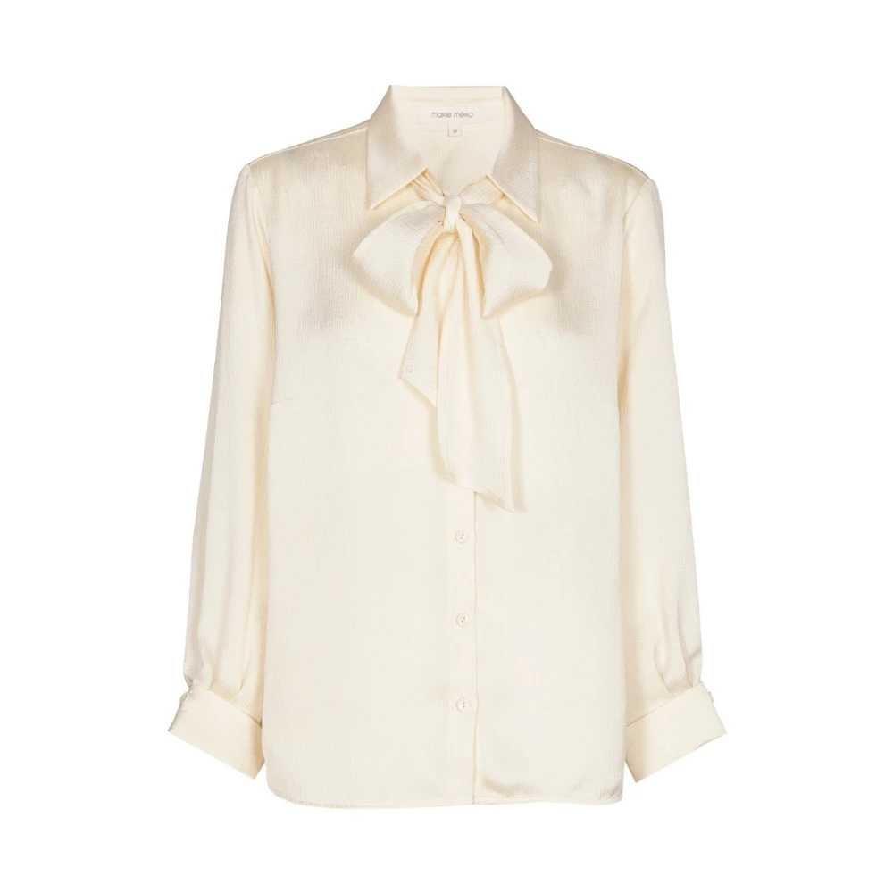 Marie Méro Crèmekleurige Blouse met Strik Beige Dames