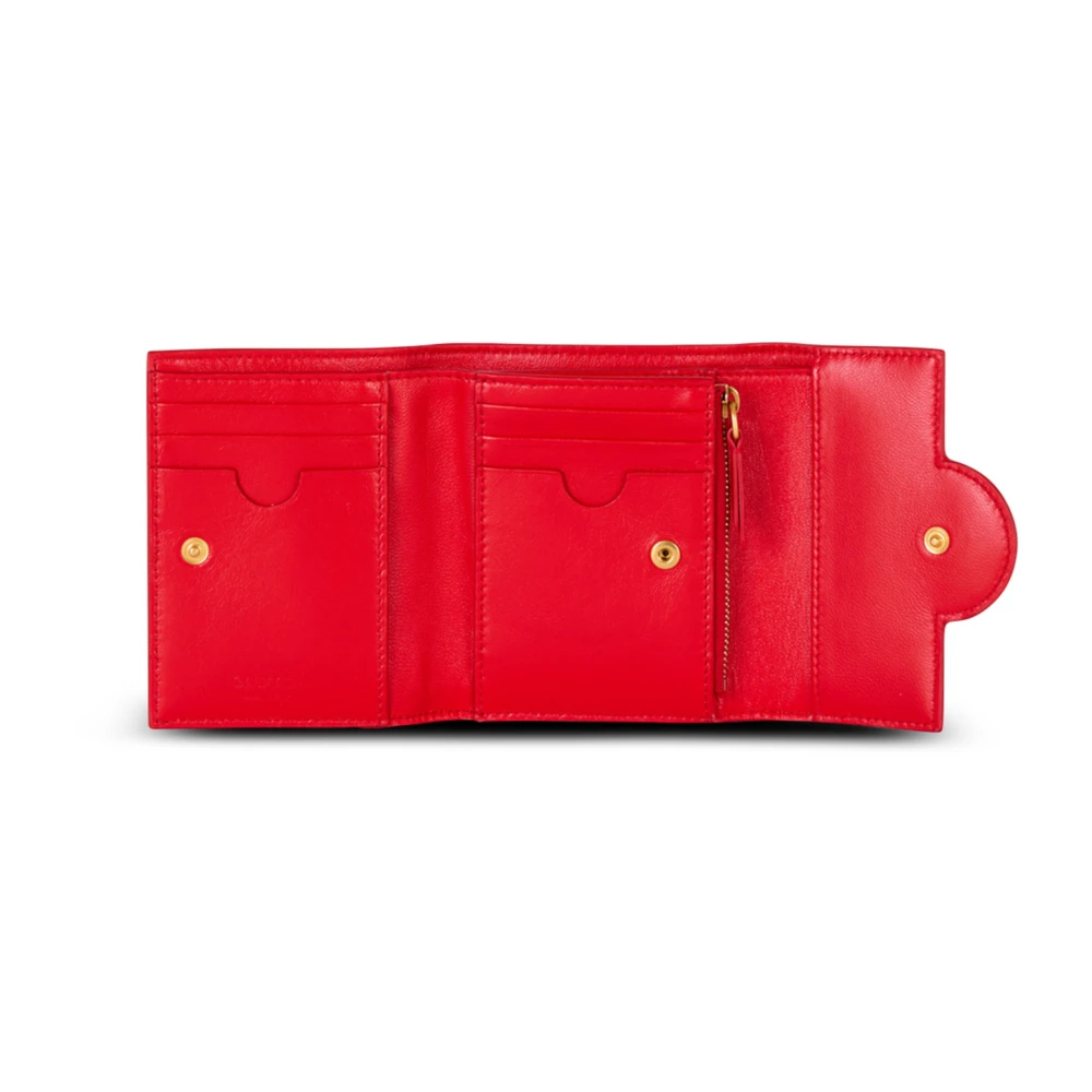 Balmain Gedrukte kalfsleren B-Buzz drievoudige portemonnee Red Dames