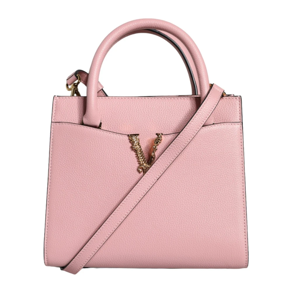 Versace Women's Pink Grainy Leather Crossbody Bag In