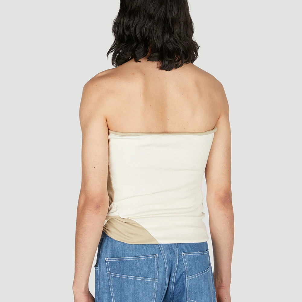 Mainline:RUS Fr.CA DE Katoenen Tube Top met Contrastpanelen Beige Heren